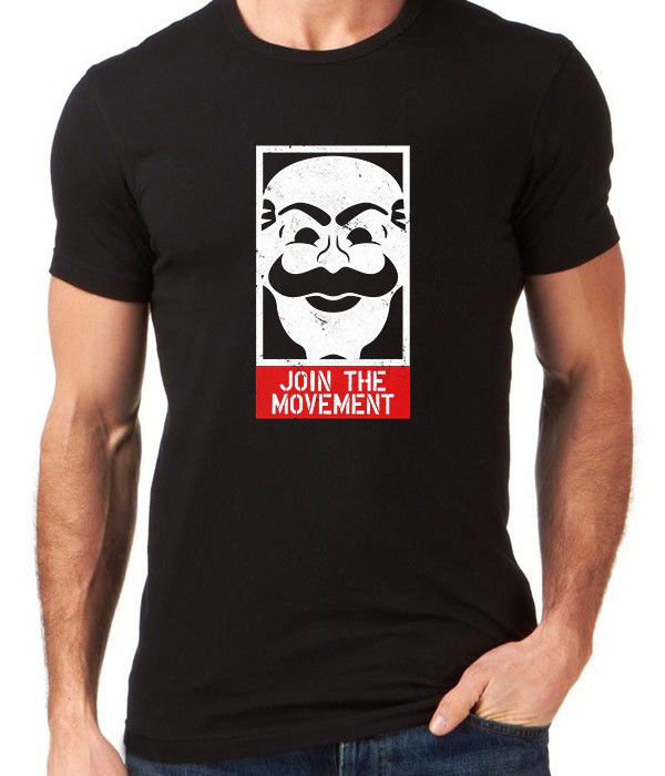 تیشرت مشکی وی مثل وندتا طرح های V for Vendetta برروی تیشرت ، قاب